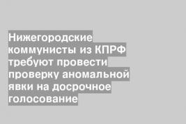 Нижегородские коммунисты из КПРФ требуют провести проверку аномальной явки на досрочное голосование