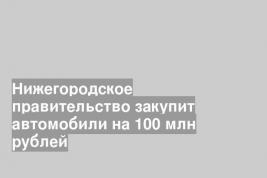 Нижегородское правительство закупит автомобили на 100 млн рублей