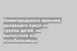 Нижегородского маньяка, делавшего кукол из трупов детей, не выпустили из психбольницы