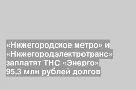 «Нижегородское метро» и «Нижегородэлектротранс» заплатят ТНС «Энерго» 95,3 млн рублей долгов