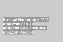 Нижний Новгород в 2023 году стал самым дождливым и снежным городом России