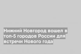 Нижний Новгород вошел в топ-5 городов России для встречи Нового года