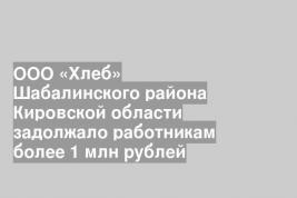 ООО «Хлеб» Шабалинского района Кировской области задолжало работникам более 1 млн рублей