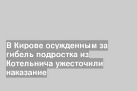 В Кирове осужденным за гибель подростка из Котельнича ужесточили наказание