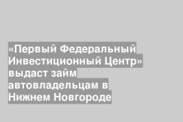 «Первый Федеральный Инвестиционный Центр» выдаст займ автовладельцам в Нижнем Новгороде