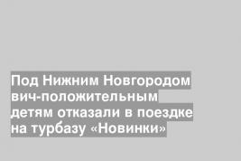 Под Нижним Новгородом вич-положительным детям отказали в поездке на турбазу «Новинки»