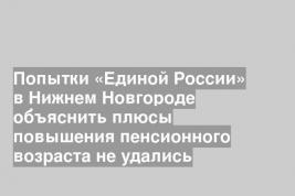 Попытки «Единой России» в Нижнем Новгороде объяснить плюсы повышения пенсионного возраста не удались