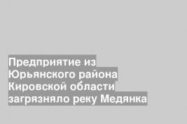 Предприятие из Юрьянского района Кировской области загрязняло реку Медянка