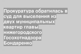 Прокуратура обратилась в суд для выселения из двух муниципальных квартир главы нижегородского Госохотнадзора Бондаренко