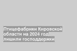 Птицефабрики Кировской области на 2024 год лишили господдержки