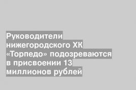 Руководители нижегородского ХК «Торпедо» подозреваются в присвоении 13 миллионов рублей