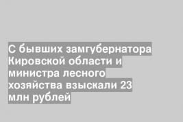 С бывших замгубернатора Кировской области и министра лесного хозяйства взыскали 23 млн рублей