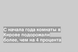 С начала года комнаты в Кирове подорожали более, чем на 4 процента