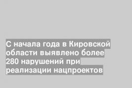 С начала года в Кировской области выявлено более 280 нарушений при реализации нацпроектов