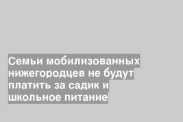 Семьи мобилизованных нижегородцев не будут платить за садик и школьное питание
