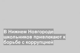В Нижнем Новгороде школьников привлекают к борьбе с коррупцией