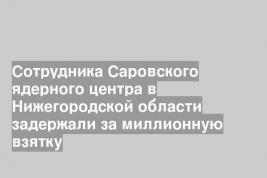 Сотрудника Саровского ядерного центра в Нижегородской области задержали за миллионную взятку