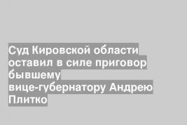 Суд Кировской области оставил в силе приговор бывшему вице-губернатору Андрею Плитко