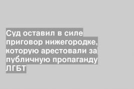 Суд оставил в силе приговор нижегородке, которую арестовали за публичную пропаганду ЛГБТ