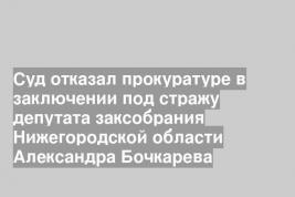 Суд отказал прокуратуре в заключении под стражу депутата заксобрания Нижегородской области Александра Бочкарева