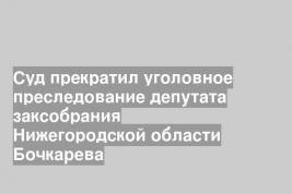 Суд прекратил уголовное преследование депутата заксобрания Нижегородской области Бочкарева
