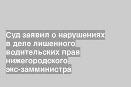 Суд заявил о нарушениях в деле лишенного водительских прав нижегородского экс-замминистра