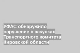 УФАС обнаружило нарушение в закупках Транспортного комитета Кировской области
