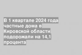 В 1 квартале 2024 года частные дома в Кировской области подорожали на 14,1 процента