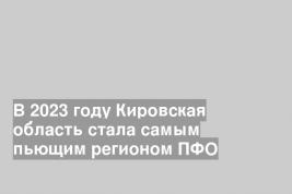 В 2023 году Кировская область стала самым пьющим регионом ПФО