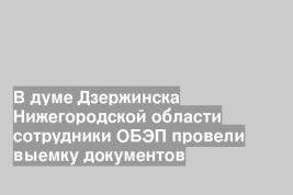 В думе Дзержинска Нижегородской области сотрудники ОБЭП провели выемку документов