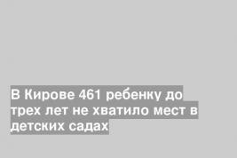 В Кирове 461 ребенку до трех лет не хватило мест в детских садах