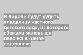 В Кирове будут судить владелицу частного детского сада, из которого сбежала маленькая девочка в одном подгузнике