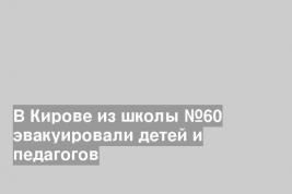 В Кирове из школы №60 эвакуировали детей и педагогов