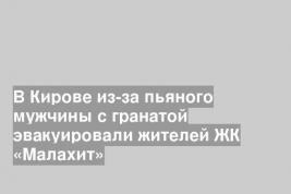 В Кирове из-за пьяного мужчины с гранатой эвакуировали жителей ЖК «Малахит»