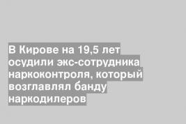 В Кирове на 19,5 лет осудили экс-сотрудника наркоконтроля, который возглавлял банду наркодилеров