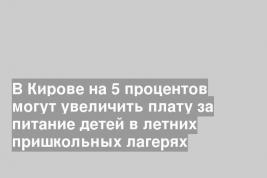В Кирове на 5 процентов могут увеличить плату за питание детей в летних пришкольных лагерях