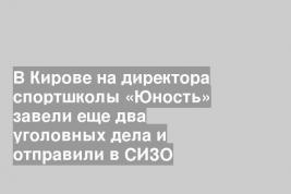 В Кирове на директора спортшколы «Юность» завели еще два уголовных дела и отправили в СИЗО