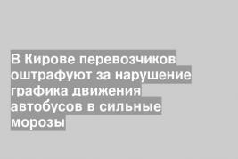 В Кирове перевозчиков оштрафуют за нарушение графика движения автобусов в сильные морозы