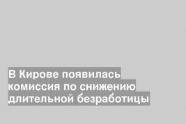 В Кирове появилась комиссия по снижению длительной безработицы