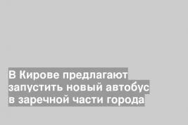 В Кирове предлагают запустить новый автобус в заречной части города