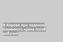 В Кирове при падении башенного крана погиб рабочий