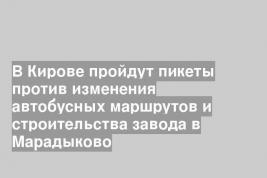 В Кирове пройдут пикеты против изменения автобусных маршрутов и строительства завода в Марадыково