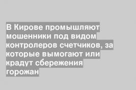 В Кирове промышляют мошенники под видом контролеров счетчиков, за которые вымогают или крадут сбережения горожан
