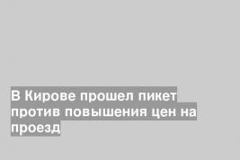 В Кирове прошел пикет против повышения цен на проезд