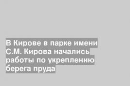 В Кирове в парке имени С.М. Кирова начались работы по укреплению берега пруда