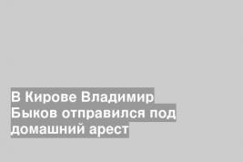 В Кирове Владимир Быков отправился под домашний арест