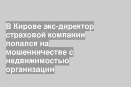 В Кирове экс-директор страховой компании попался на мошенничестве с недвижимостью организации