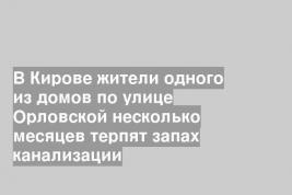 В Кирове жители одного из домов по улице Орловской несколько месяцев терпят запах канализации