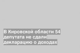 В Кировской области 54 депутата не сдали декларацию о доходах