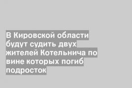 В Кировской области будут судить двух жителей Котельнича по вине которых погиб подросток